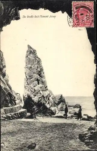 Ak Kanalinsel Jersey, Needle Rock Plemont, Durchblick zum Fels