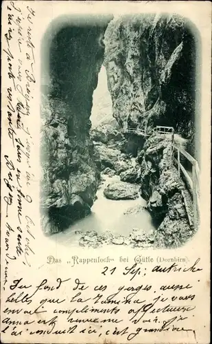 Ak Gütle Dornbirn in Vorarlberg, Rappenlochschlucht