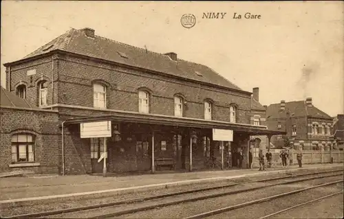 Ak Nimy Hennegau Wallonien, Bahnhof, Gleisansicht