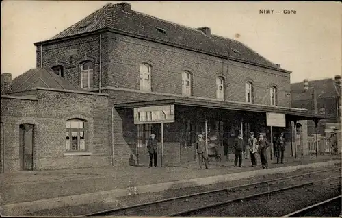 Ak Nimy Hennegau Wallonien, Bahnhof, Gleisansicht