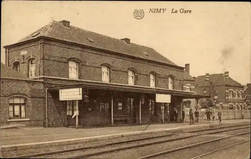 Ak Nimy Hennegau Wallonien, Bahnhof, Gleisansicht