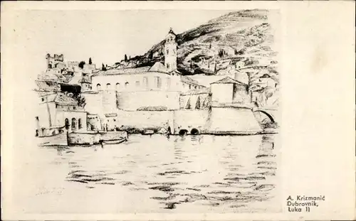 Künstler Ak Krizmanic, A., Dubrovnik Kroatien, Teilansicht