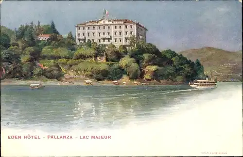 Künstler Ak Pallanza Lago Maggiore Piemonte, Eden Hotel, Lac Majeur