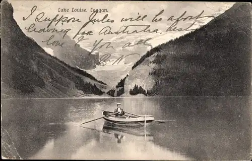 Ak Lake Louise Alberta Kanada, Laggan, Frau rudert Boot