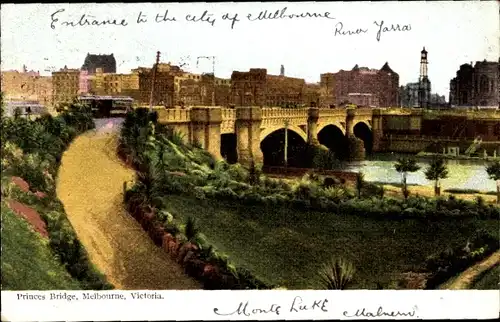 Ak Melbourne Victoria Australien, Princes Bridge
