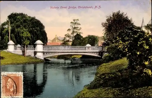 Ak Christchurch Neuseeland, Viktoria Street Brücke