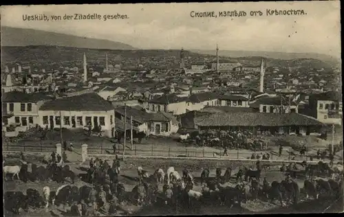 Ak Skopje Üsküb Mazedonien, Totale von der Zitadelle aus gesehen