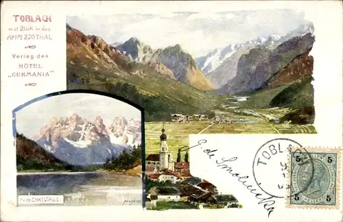 Ak Toblach Dobbiaco Südtirol, Gesamtansicht, Ampezzothal