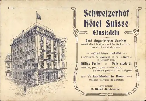 Litho Einsiedeln Kanton Schwyz Schweiz, Schweizerhof, Hotel Suisse