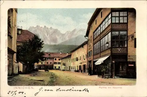 Ak Innichen San Candido Südtirol, Straßenpartie, Haunold