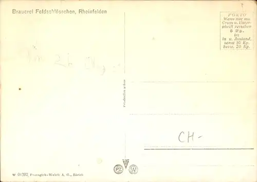 Ak Rheinfelden Kanton Aargau Schweiz, Brauerei Feldschlösschen