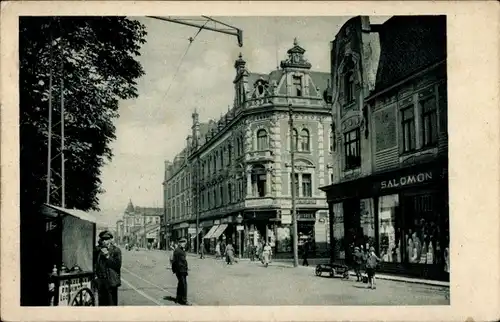 Ak Bohumín Oderberg Reg. Mährisch Schlesien, Straßenpartie, Geschäft Salomon