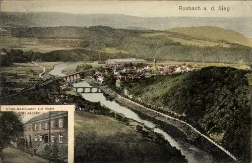 Ak Rosbach Windeck an der Sieg, Hotel Restaurant zur Bahn, Totalansicht