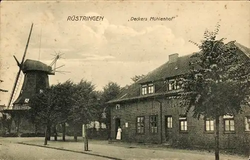 Ak Rüstringen Wilhelmshaven, Deckers Mühlenhof, Gasthaus, Windmühle