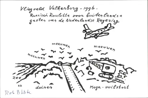 Künstler Ak Valkenburg Airport 1996, Russisches Roulette für Ausländer