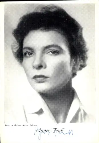 Ak Schauspielerin Agnes Fink, Portrait, Autogramm