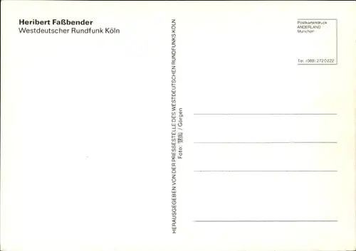 Ak Journalist und Moderator Heribert Faßbender, Portrait, Autogramm