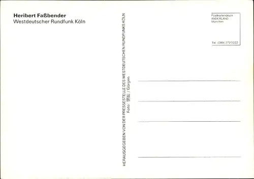 Ak Journalist und Moderator Heribert Faßbender, Portrait, Autogramm