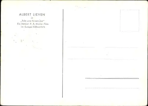 Ak Schauspieler Albert Lieven, Portrait, Autogramm, Uniform, Film Fritz und Friederike