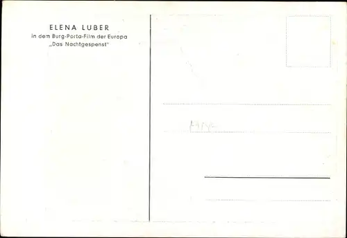 Ak Schauspielerin Elena Luber, Das Nachtgespenst, Portrait, Autogramm