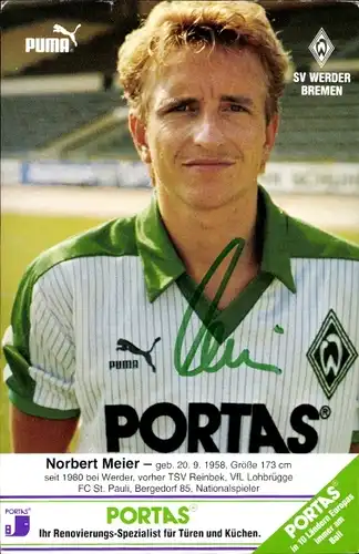 Ak Fußball, Norbert Meier, Werder Bremen, Autogramm