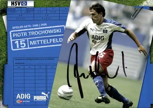 Autogrammkarte Fußball, Piotr Trochowski, Hamburger SV, Autogramm
