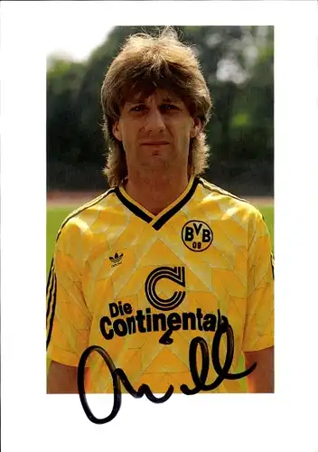 Autogrammkarte Fußball, Frank Mill, Borussia Dortmund, Autogramm