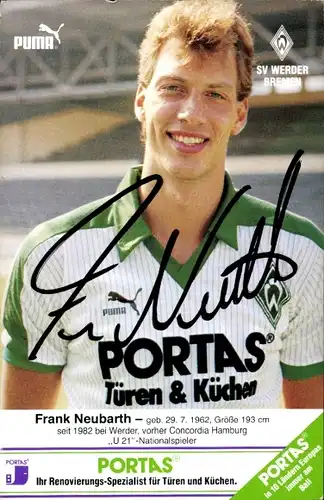 Ak Fußball, Frank Neubarth, Werder Bremen, Autogramm