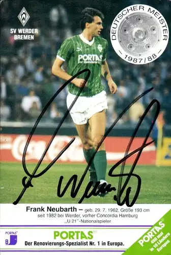 Ak Fußball, Frank Neubarth, Werder Bremen, Autogramm