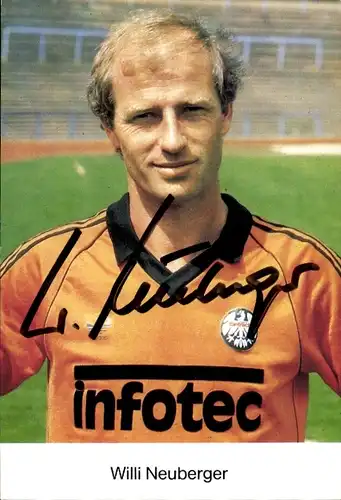 Autogrammkarte Fußball, Willi Neuberger, Eintracht Frankfurt, Autogramm