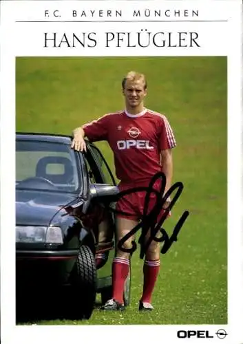 Autogrammkarte Fußball, Hans Pflügler, Bayern München, Autogramm