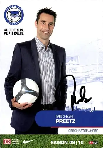 Autogrammkarte Fußball, Michael Preetz, Hertha Berlin, Autogramm
