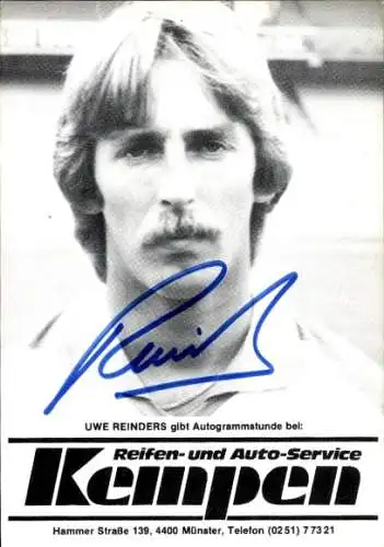 Autogrammkarte Fußball, Uwe Reinders, Werder Bremen, Autogramm