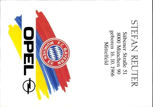 Autogrammkarte Fußball, Stefan Reuter, Bayern München, Autogramm