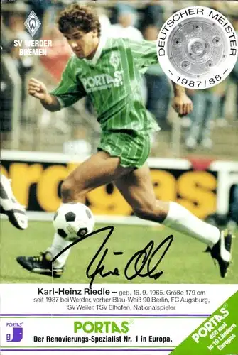 Ak Fußball, Karl-Heinz Riedle, Werder Bremen, Autogramm