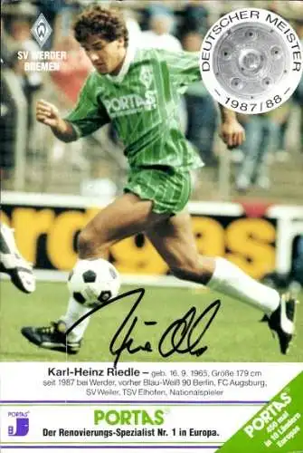 Ak Fußball, Karl-Heinz Riedle, Werder Bremen, Autogramm