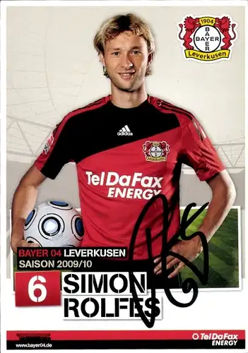 Autogrammkarte Fußball, Simon Rolfes, Bayer Leverkusen, Autogramm