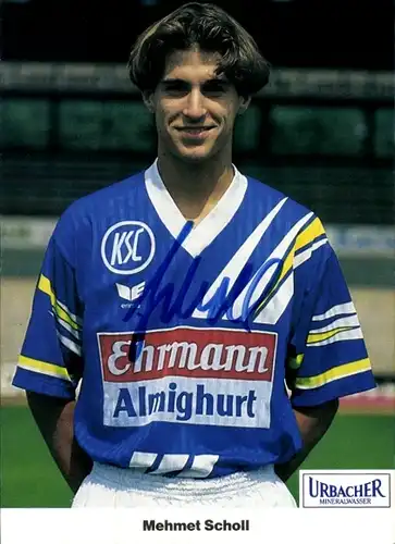 Autogrammkarte Fußball, Mehmet Scholl, Karlsruher SC, Autogramm