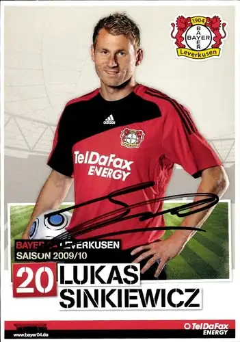 Autogrammkarte Fußball, Lukas Sinkiewicz, Bayer Leverkusen, Autogramm