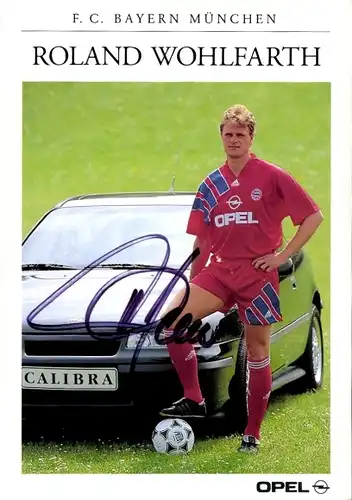 Autogrammkarte Fußball, Roland Wohlfarth, Bayern München, Autogramm