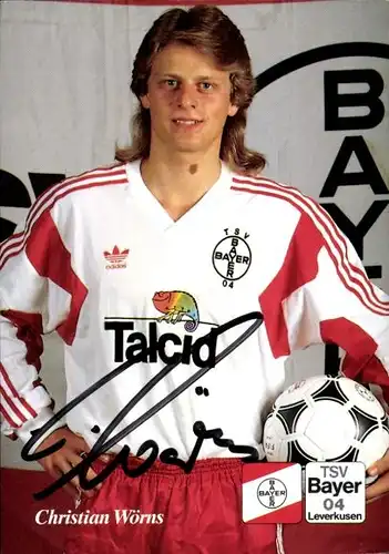 Autogrammkarte Fußball, Christian Wörns, Bayer Leverkusen, Autogramm