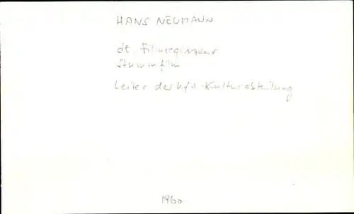 Ak Schauspieler Hans Neumann, Autogramm