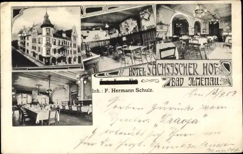 Ak Ilmenau in Thüringen, Hotel Sächsischer Hof, Innenansichten