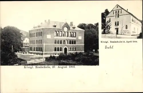 Ak Suhl in Thüringen, alte Königliche Realschule 1900, neue Königliche Realschule 1903