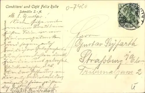 Ak Schmölln in Thüringen, Conditorei und Café Felix Rolle