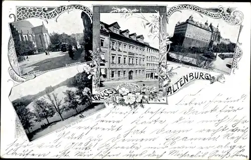 Ak Altenburg in Thüringen, Burgstraße, Kirche, Herzogl. Residenzschloss, Großer Teich, Karolinum