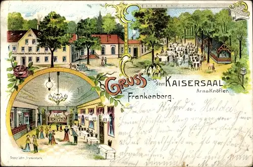 Litho Frankenberg in Sachsen, Restaurant Kaisersaal, Garten