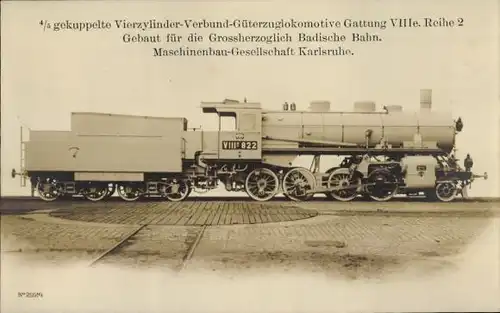 Ak Deutsche Eisenbahn, Güterzuglokomotive, Dampflok, VIIIe 822, Großherzoglich Badische Bahn