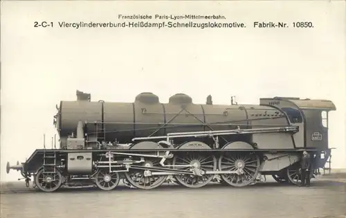 Ak Französische Eisenbahn, Schnellzugslokomotive Nr. 10850, Paris-Lyon-Mittelmeerbahn