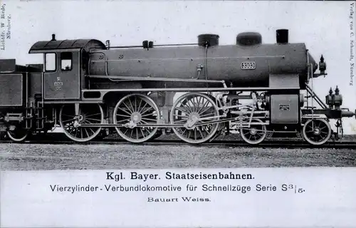 Ak Deutsche Eisenbahn, Kgl. Bayer. Staatseisenbahn, Dampflok Nr. 3303